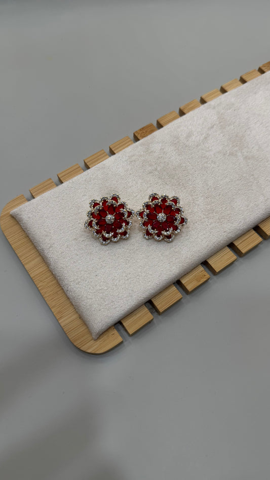 Boucles strass rouge