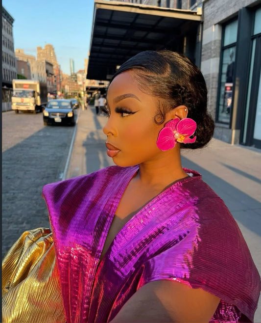 Boucles a fleur rose