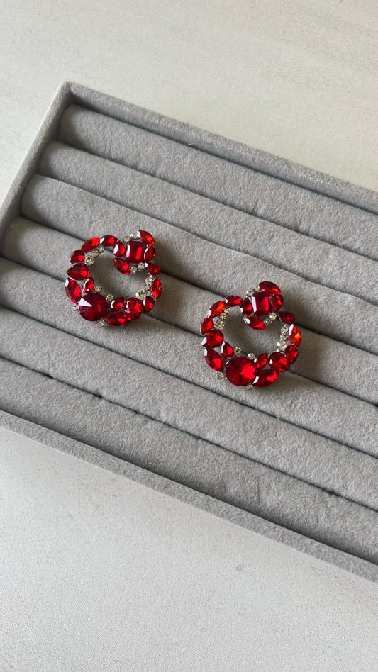 BOUCLES STRASS ROUGE